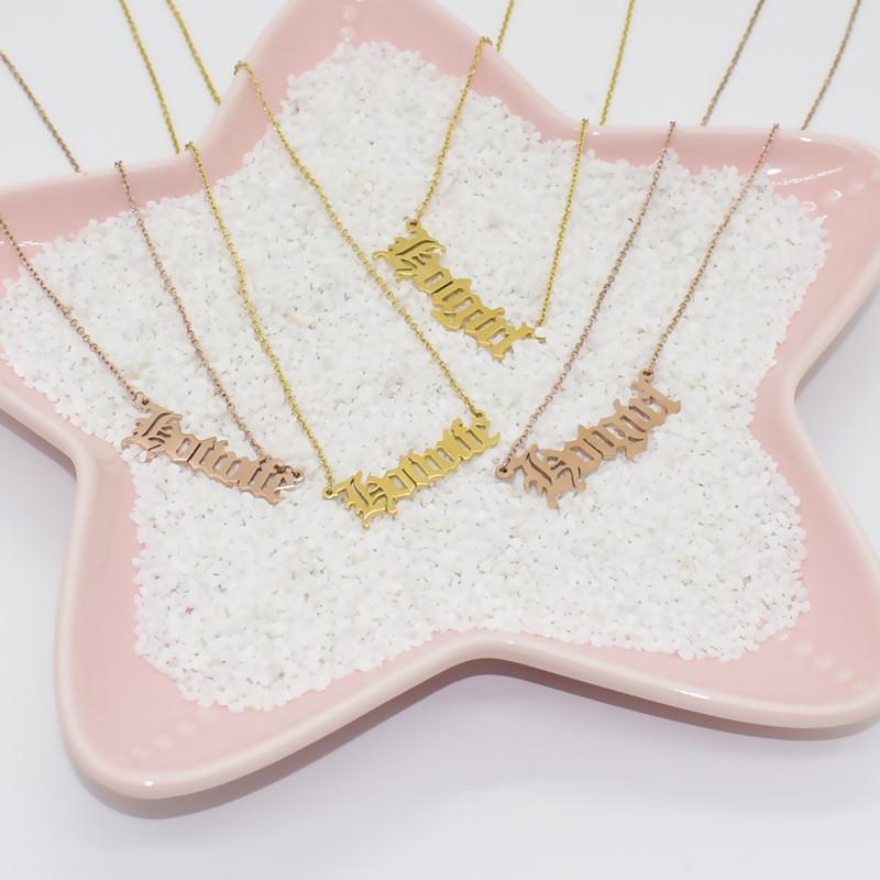 HotGirlHotwife Necklace Sexy Wife Clavicle Chain Creative Ancient English Alphabet Necklace