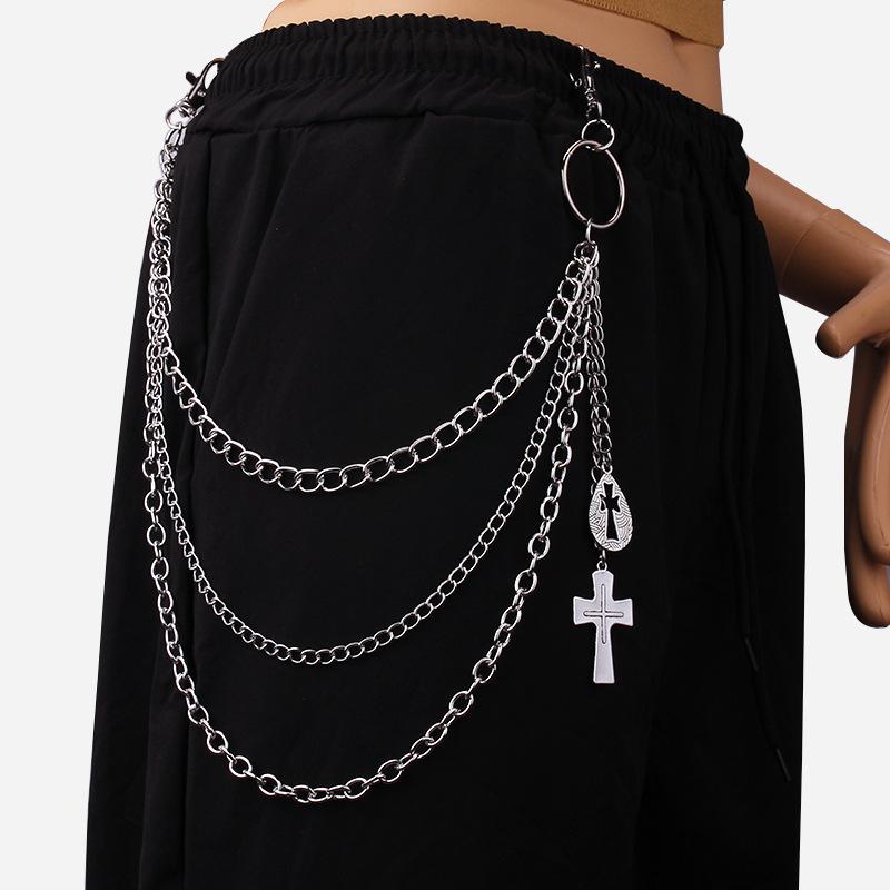 Jewelry geometric multi-layer chain hollow cross pants chain ins hip-hop with skirt waist chain