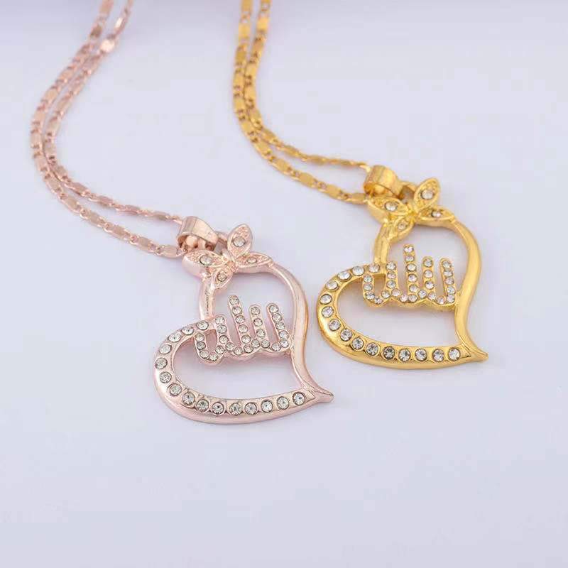 Jewelry Creative Heart Full Diamond Fashion Hollow Pendant Personality Heart Butterfly Necklace Jewelry