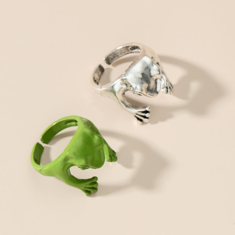 Exaggerated metal opening frog ring ins personality cold adjustable ring jewelry men and women