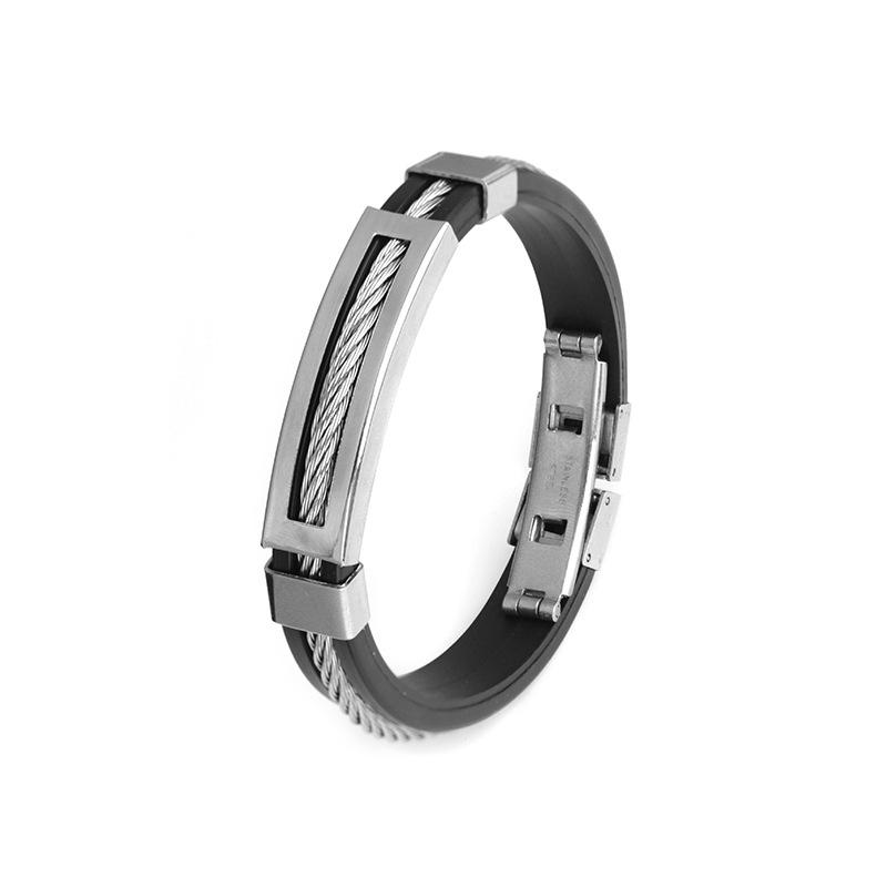 Jewelry Stainless Steel Bracelet Fashion Personality Titanium Steel Silicone Bracelet Bracelet