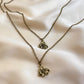 Retro Simple Fashion Camellia Pendant Necklace Double Stacked Cross Chain Ladies Jewelry