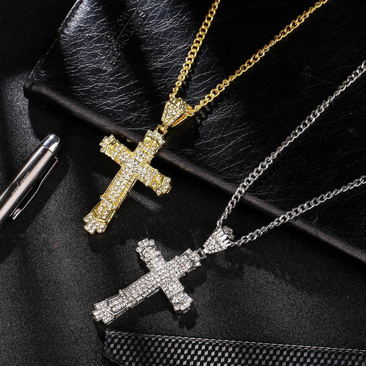 Hip Hop Cross Necklace Personality Trend Diamond Pendant Jewelry