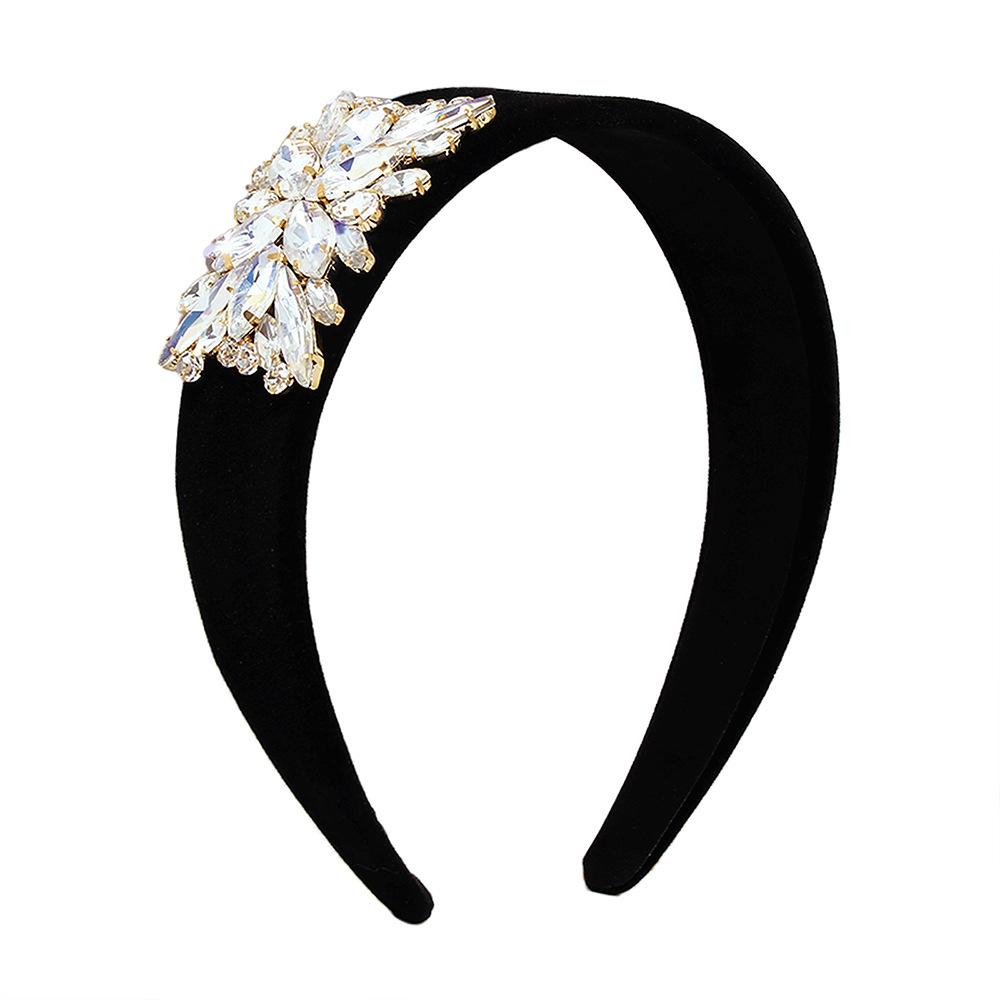 F3758 Exaggerated velvet rhinestone headband baroque personality retro hair accessories fashion street photography creative headband