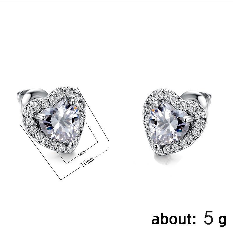 Summer Fashion Light Luxury Jewelry Heart Diamond Earrings Female Niche Design Sense Crystal Earrings Jewelry