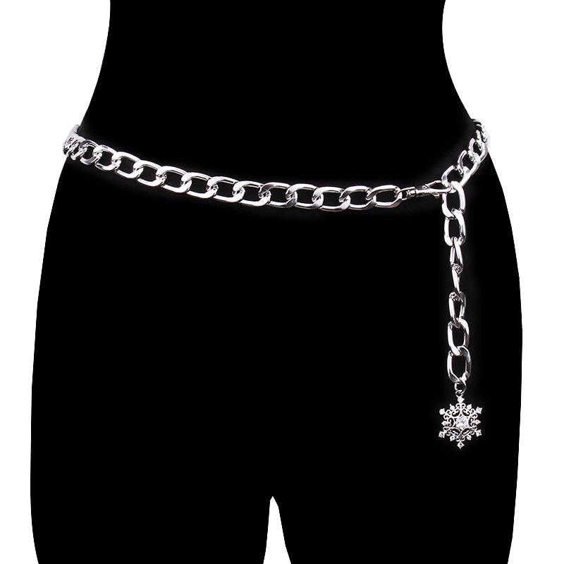 Fashion Accessories Personality Full Diamond Snowflake Body Chain Winter Versatile Sexy Ladies Metal Waist Chain
