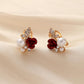 French Temperament Palace Ladies Rose Pearl Earrings Popular Fashion Camellia Flower Ornaments