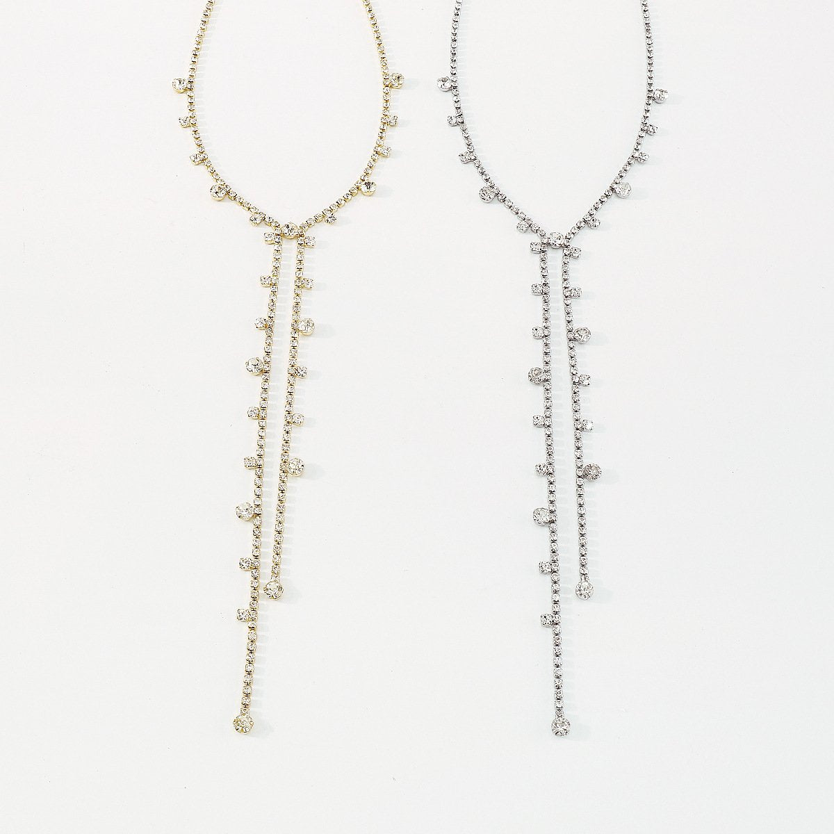 1559 Sexy Personality Long Rhinestone Tassel Necklace Simple Temperament Night Style Fashionable Retro Back Chain