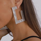 E1444 Exaggerated Design Earrings Imitation Pearl Rhinestone Square Personality Earrings Dinner Show Earrings