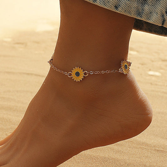 Alloy Sunflower Anklet Simple Creative Daisy Foot Ornament Ladies Gift Accessories