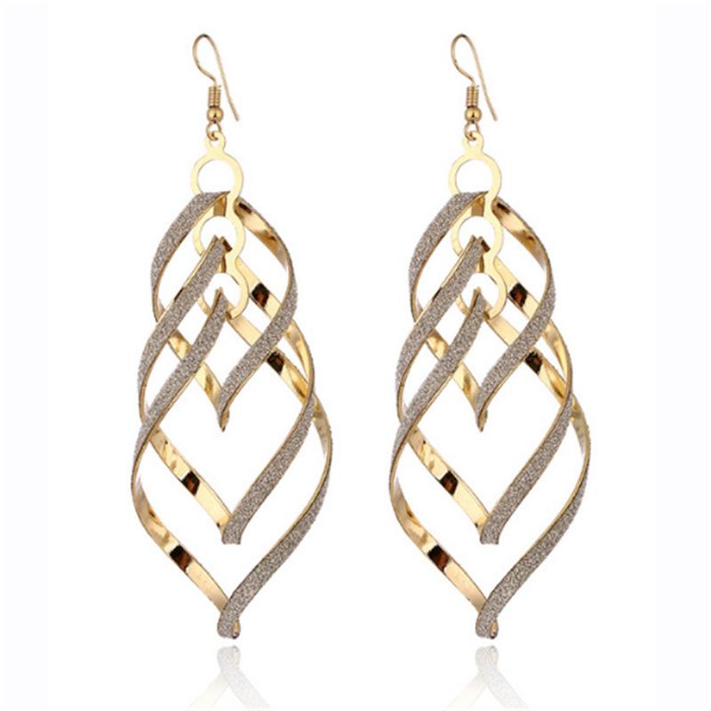 Direct Supply Earrings Exaggerated Retro Earrings Alloy Multi-layer Frosted Spiral Earrings