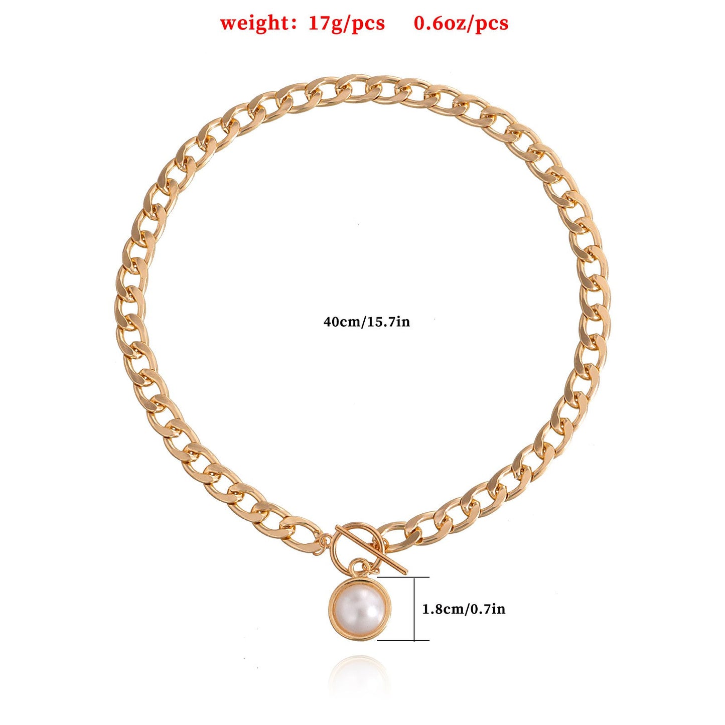 Jewelry simple Cuban thick chain OT buckle pearl pendant necklace female punk ins trend necklace