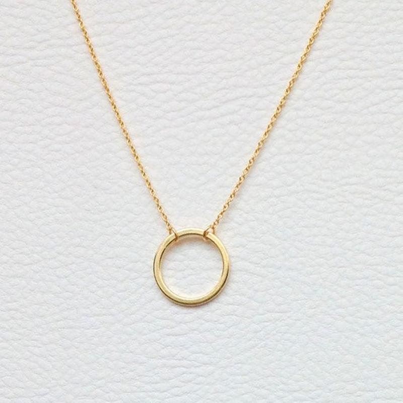 Personality Fashion Ladies Jewelry Simple Empty Circle Geometric Pendant Necklace Exquisite Clavicle Chain