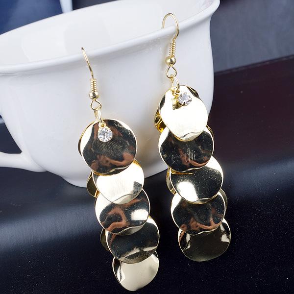 Long Metal Sequin Earrings Fashion Shiny Disc Earrings Direct Supply