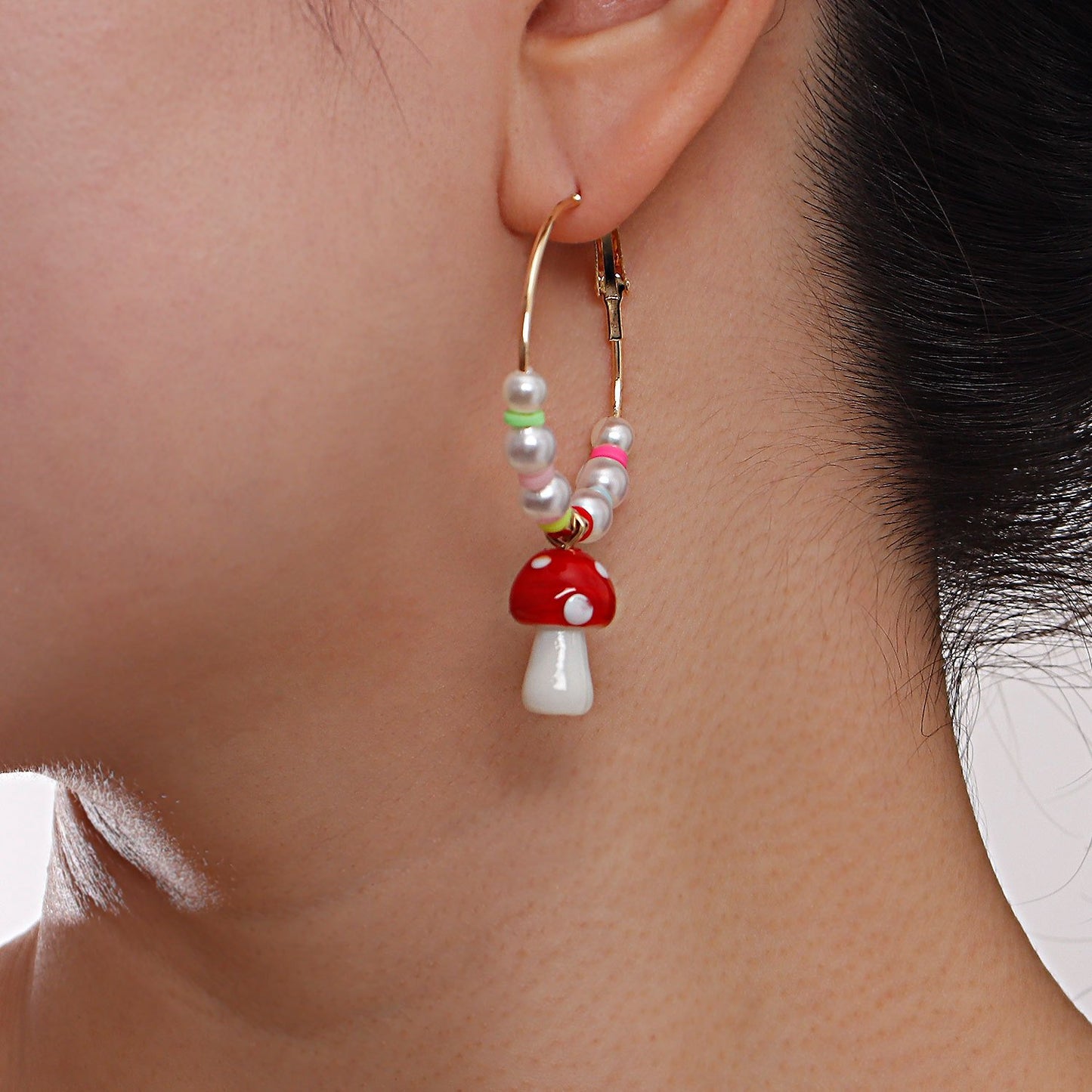 Jewelry Small Fresh Beaded Mushroom Pendant Earrings Earrings Personality Simple Versatile Temperament Earrings