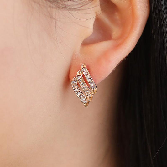 Jewelry OL Fashion Temperament Earrings Angel Wings Earrings Feather Diamond Stud Earrings Female