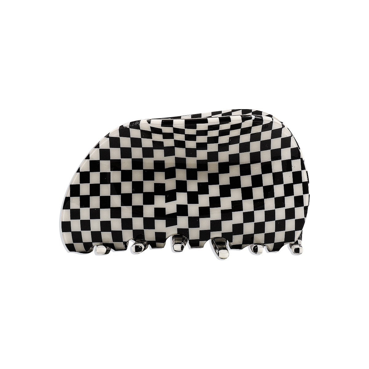 F4128 French checkerboard color hairpin acetate plate retro semicircle fashion net red back head grab clip female
