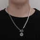 Punk hip-hop trend boy out street sweater chain simple personality stainless steel round coin OT buckle necklace