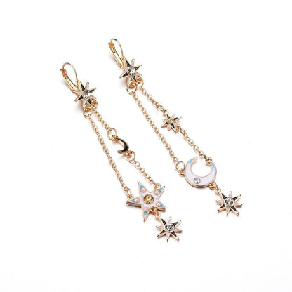 Fashion oil drop earrings women's long asymmetrical star moon earrings earrings