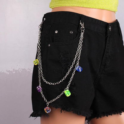 Jewelry ins transparent acrylic dice dice pendant pendant waist chain female