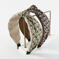 F555 Simple niche fabric knotted wide-brimmed hair hoop diamond-shaped lattice small fresh color contrast retro temperament head hoop