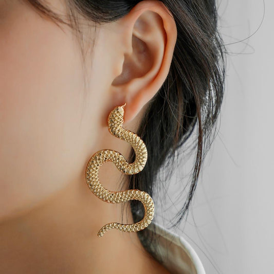 Explosive Snake Earrings Exaggerated Personality Metal Snake Element Trend Earrings Fashion Earrings