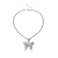 INS fashion butterfly pendant full of zircon hip-hop male and female necklace collarbone chain