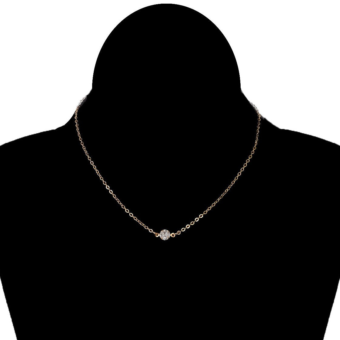 Crystal Single Diamond Short Necklace Fashion Simple Atmospheric Clavicle Necklace For Women