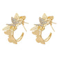 Girls ins jewelry exaggerated metal diamond butterfly C-shaped earrings