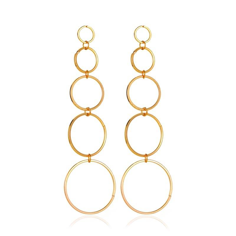 Earrings fashion personality multi-layer circle tassel earrings long section temperament exaggerated circle earrings women