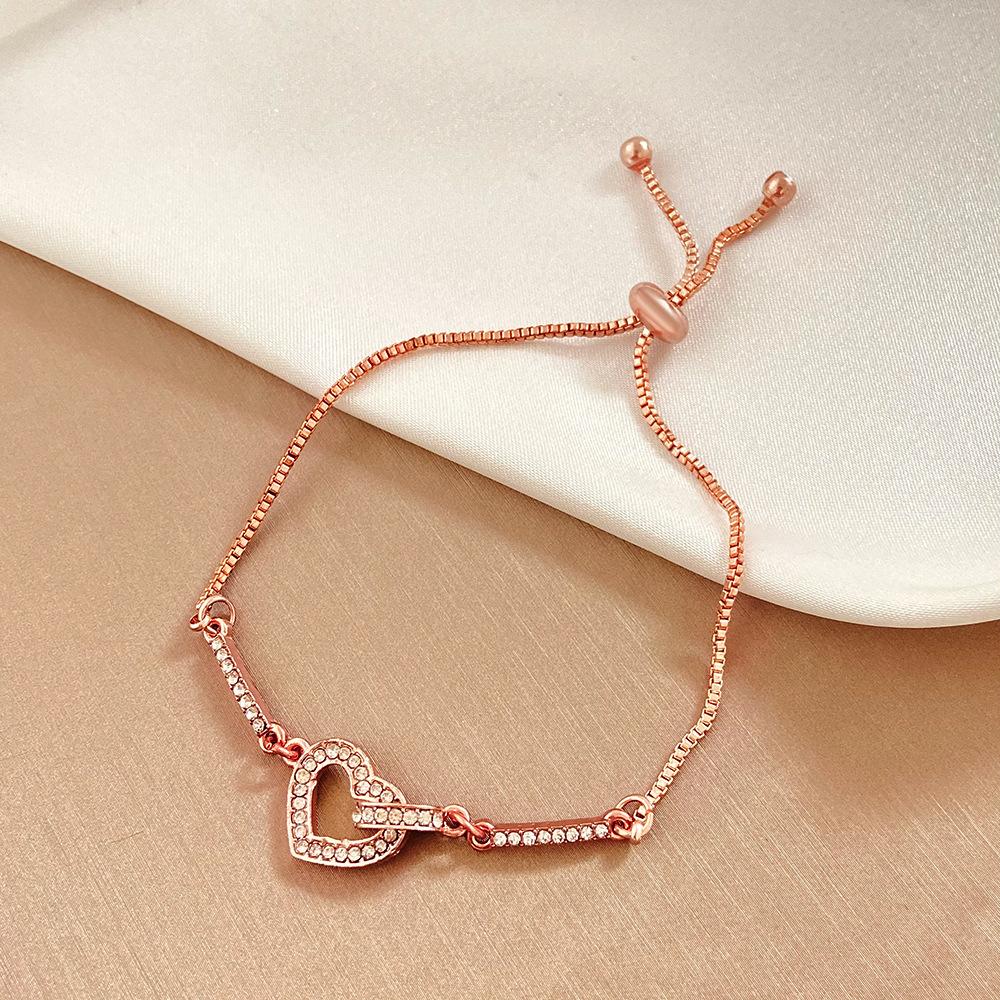 Ins Diamond Ring Love Bracelet Female Retro Fashion Pearl Bracelet Girlfriend Gift Net Red Hand Jewelry Trend