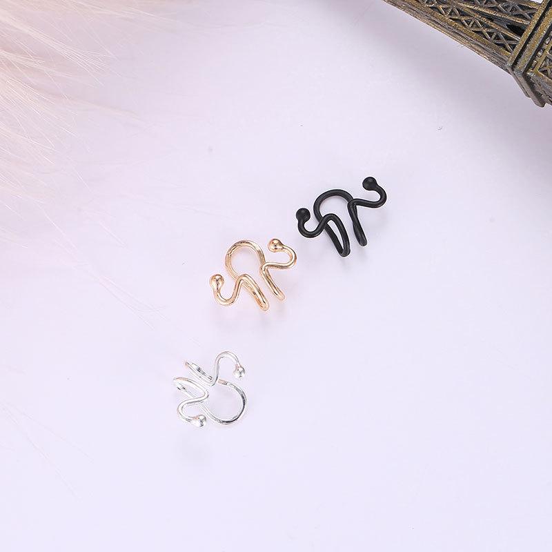 Exaggerated Personality Simple Snake Bone Match Head Curved Shape Geometric Ear Clip Popular No Pierced Earrings