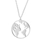 Simple Geometric Pendant Women's World Map Necklace Map Pendant