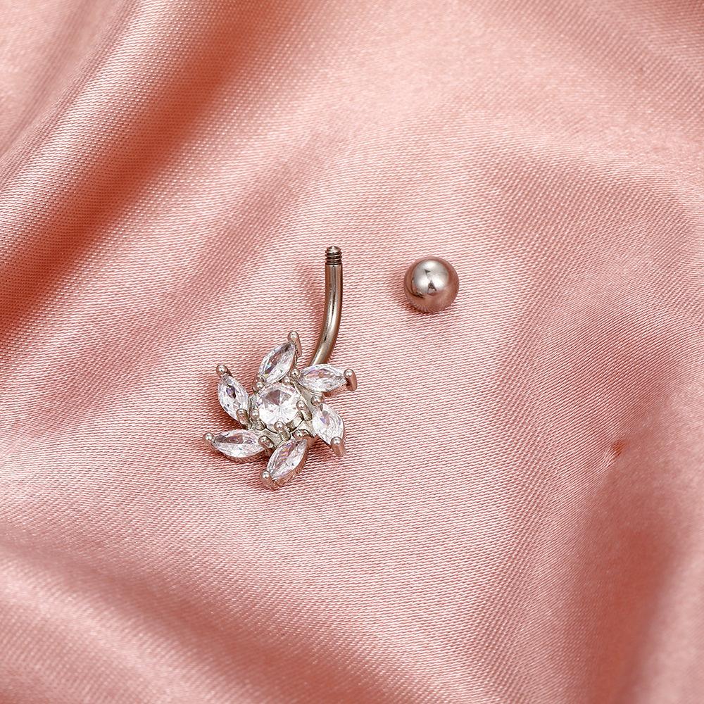 Diamond-studded flower navel nail African navel ring navel body piercing jewelry