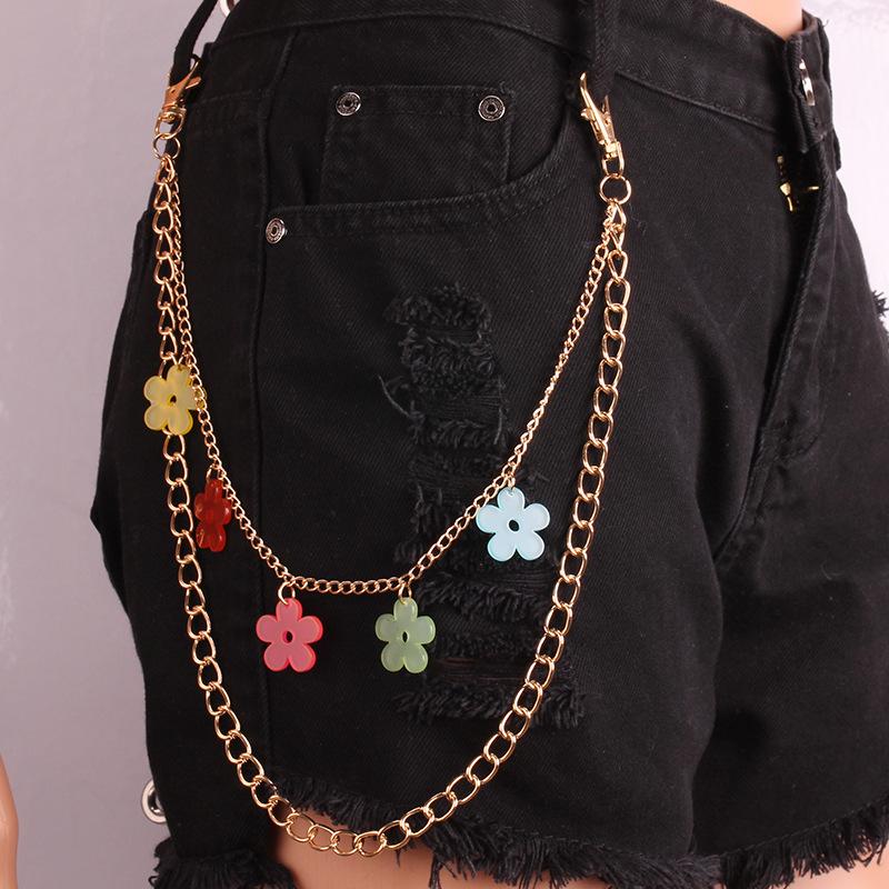 Multicolor Waist Chain Acrylic Jeans Hanging Chain Trendy Wear with Pants Chain