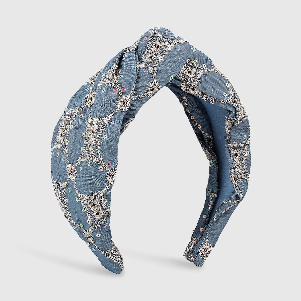 F4437 Geometric fashion trendy headband chiffon sequin embroidery knotted lady temperament headband