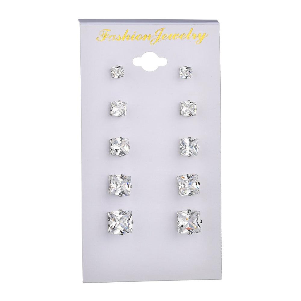 Heart earrings six-claw zircon stud earrings crystal 6 pairs stud earrings gifts