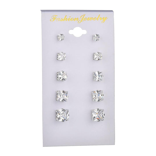 Heart earrings six-claw zircon stud earrings crystal 6 pairs stud earrings gifts