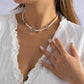 Jewelry Single Beaded Alloy Geometric Necklace Creative OT Buckle Stitching Imitation Pearl Necklace Female