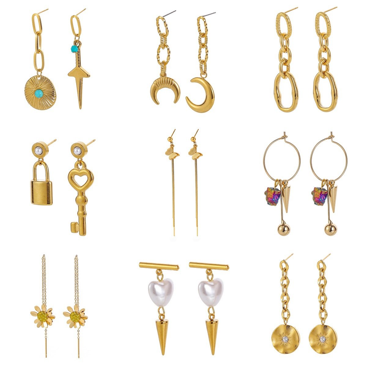 Fashionable titanium steel earrings simple and trendy stainless steel gold-plated color-preserving earrings can be customized according to drawings and samples