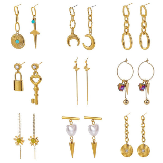Fashionable titanium steel earrings simple and trendy stainless steel gold-plated color-preserving earrings can be customized according to drawings and samples