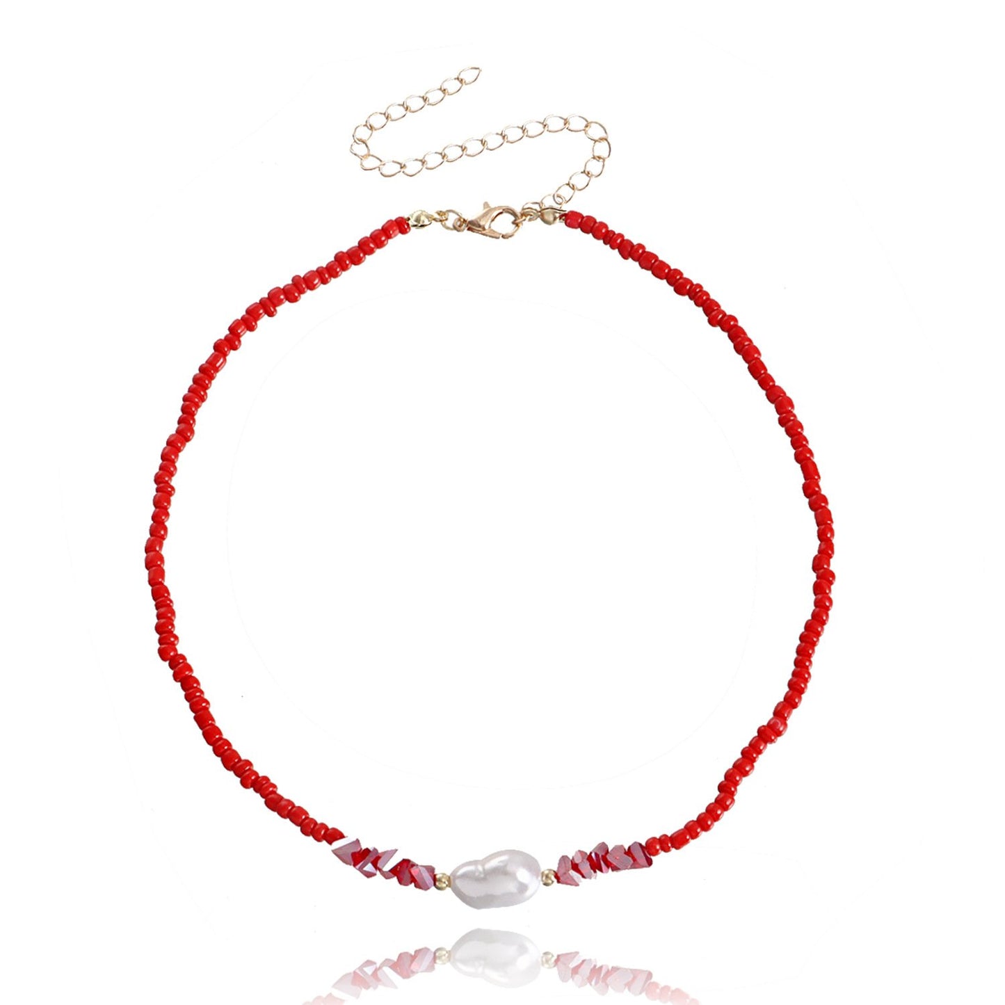Jewelry Bohemian Small Rice Bead Crystal Imitation Pearl Necklace Necklace Women's Necklace Doesn't Fade