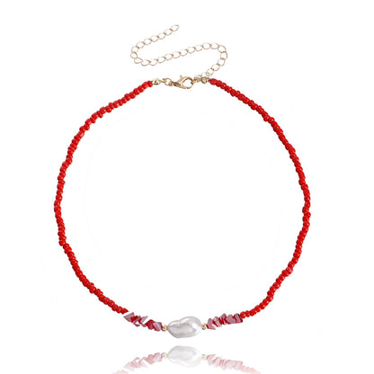 Jewelry Bohemian Small Rice Bead Crystal Imitation Pearl Necklace Necklace Women's Necklace Doesn't Fade