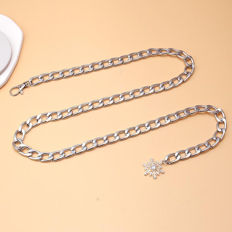 Fashion Accessories Personality Full Diamond Snowflake Body Chain Winter Versatile Sexy Ladies Metal Waist Chain