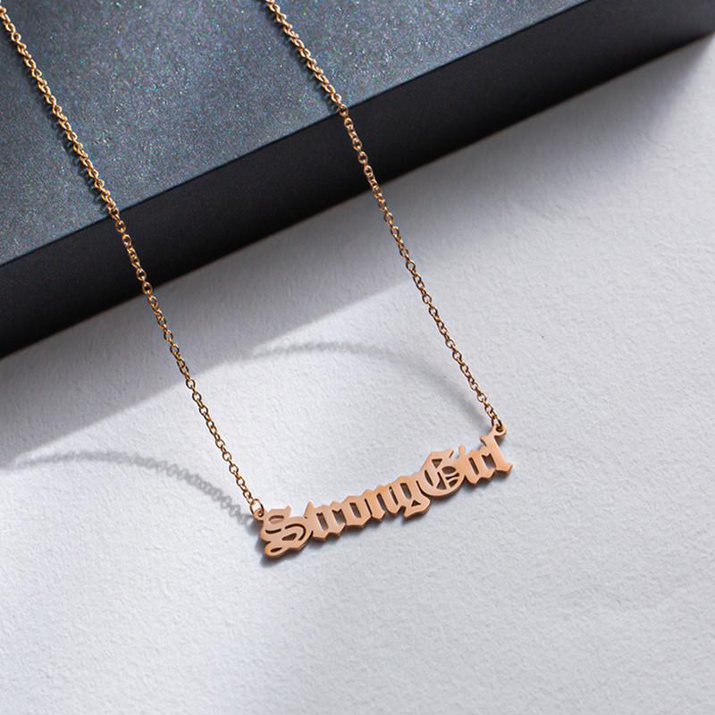 StrongGirl Letter Temperament Necklace Female Dongdaemun Trendy Cool Spice Girl Clavicle Chain Net Red Fashion Pendant