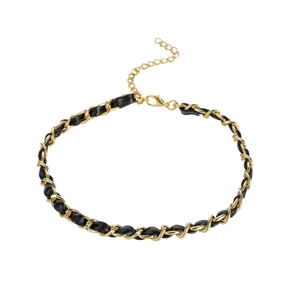 Fashion creative leather rope wearing chain temperament choker collarbone necklace niche light luxury leather collar