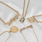 Jewelry retro alphanumeric multi-layer embossed necklace female heavy industry metal gemstone stacking necklace