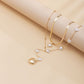 Jewelry Punk Faux Pearl Snake Chain Necklace Asymmetric Double Layer Heart Long Tassel Necklace