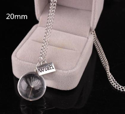 Jewelry Fashion Trendy Long Square Crystal Pendant Wishing Dandelion Necklace