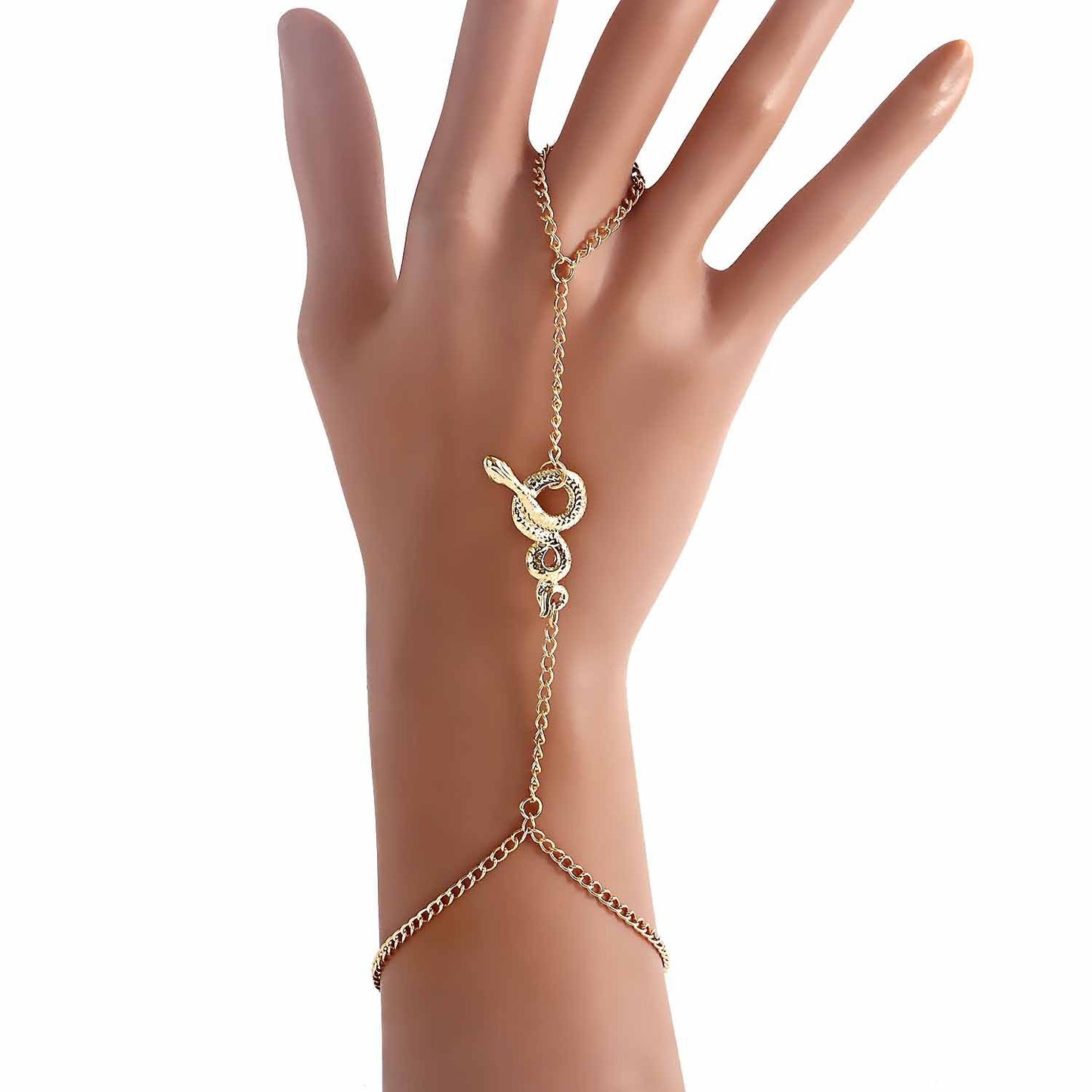 Explosive ins punk love imitation pearl bracelet exaggerated personality metal finger chain bracelet for women